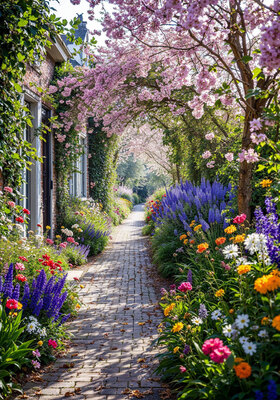 Bloemenstraat in de lente 70x100CM