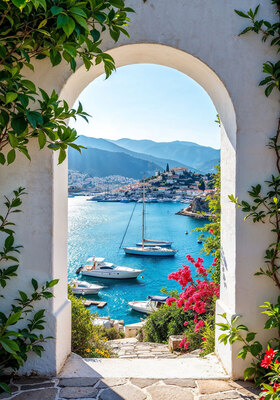 Doorkijk naar haventje 70x100CM