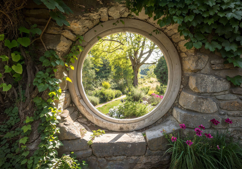 Doorkijk raam cirkel 100x70 CM