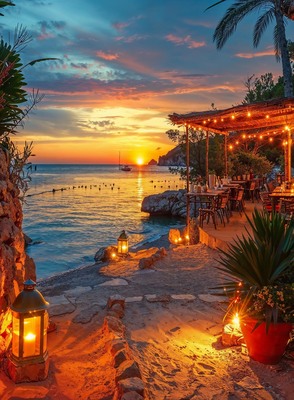 Ibiza bij avond 70x100CM